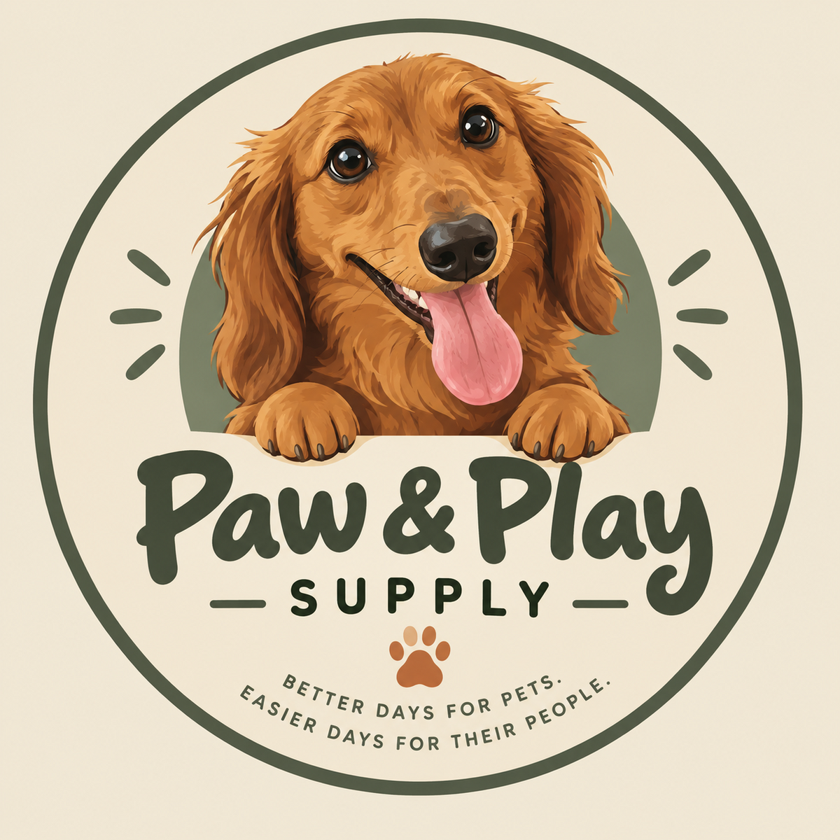 Paw & Play Supply dog logo badge